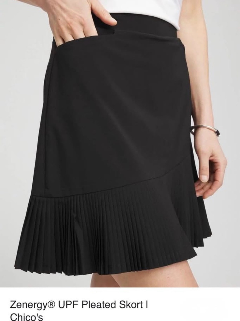 Chico's Black Pleated Hem Skort